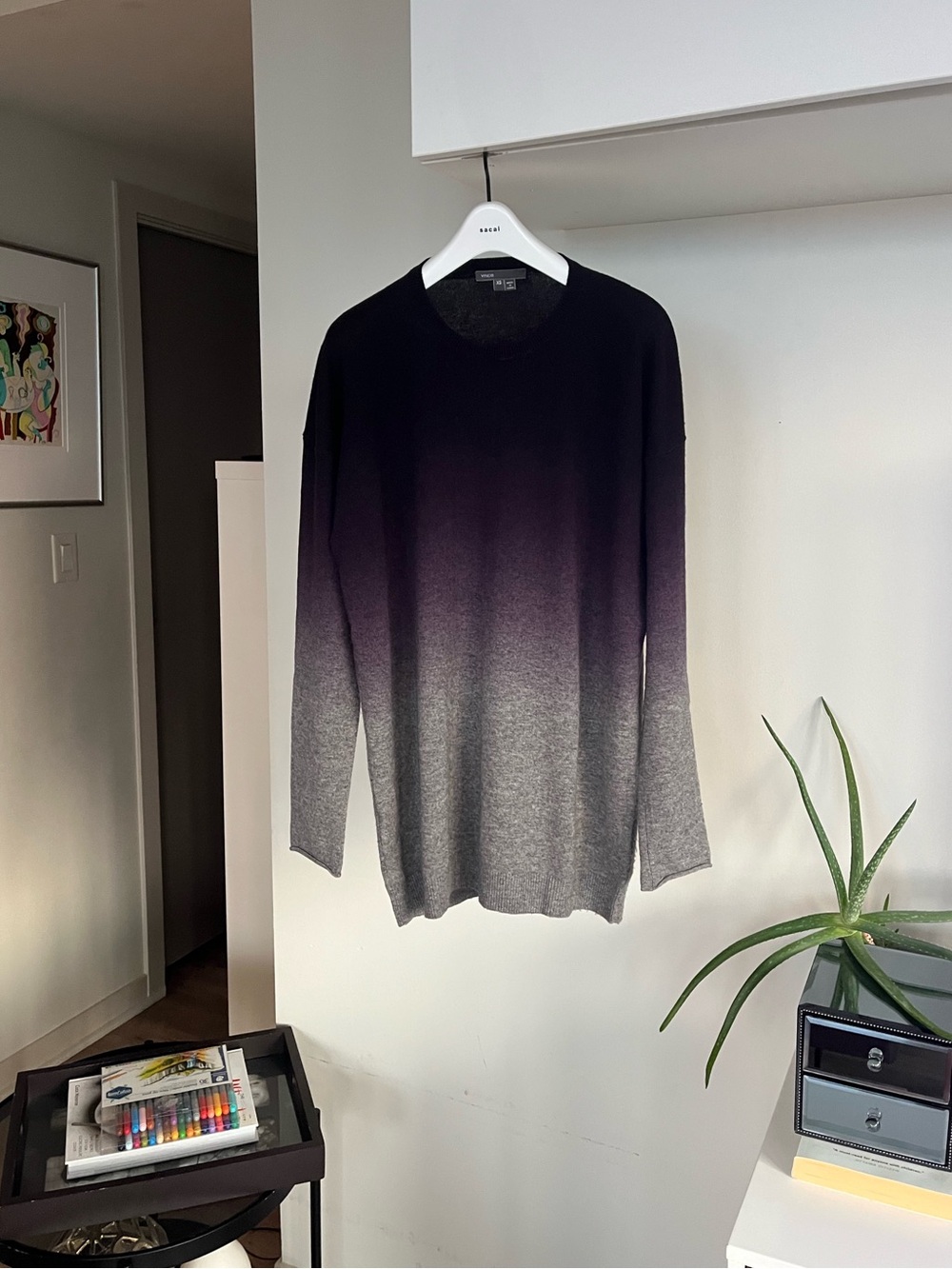 Vince Ombre Purple Gray Wool/Cashmere Sweater Crewneck Sweater Sz XS